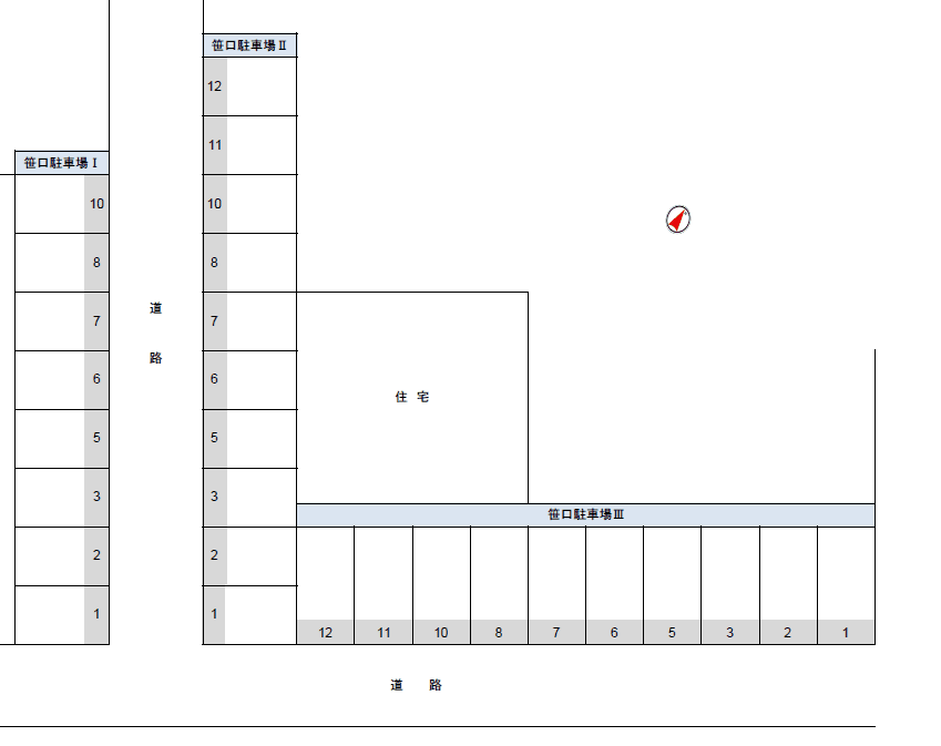 笹口駐車場Ⅱの駐車配置図