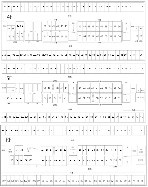 船場パーキングの駐車配置図