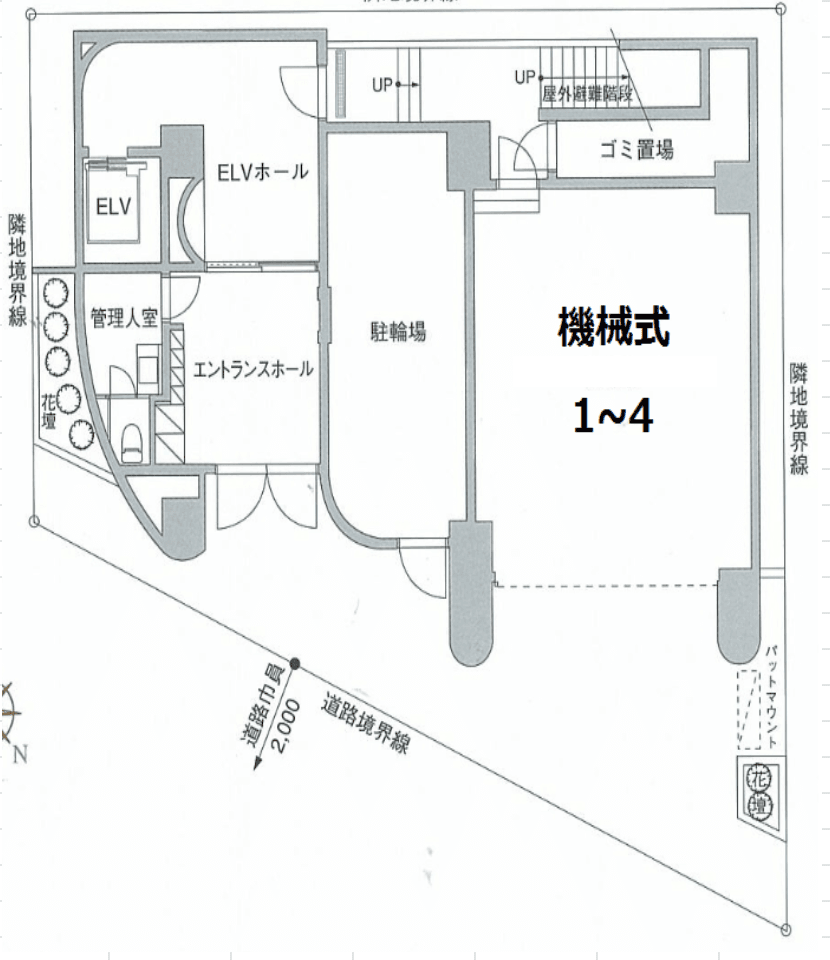 グリフィン新横浜・八番館駐車場の駐車配置図
