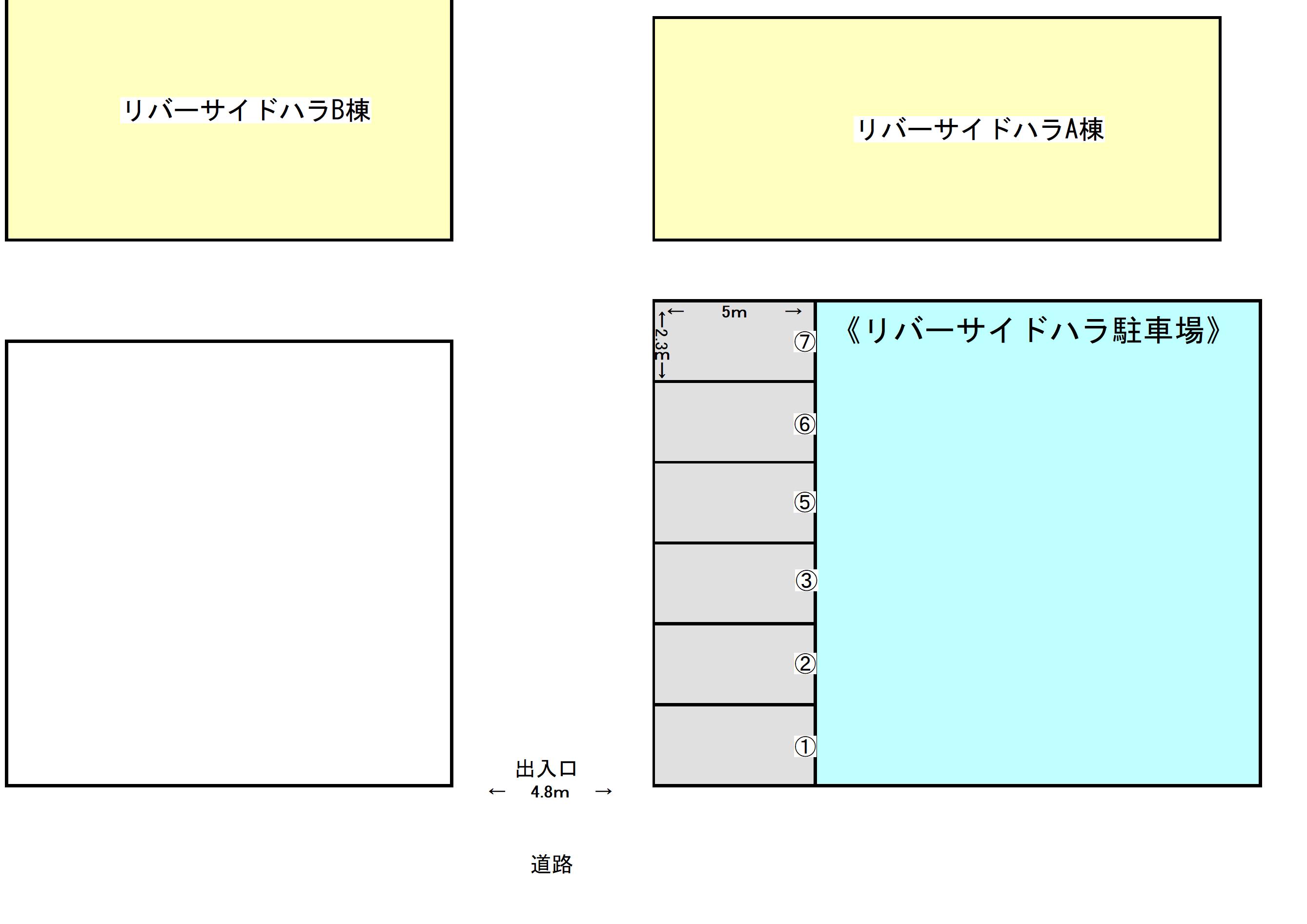 リバーサイドハラ駐車場の駐車配置図