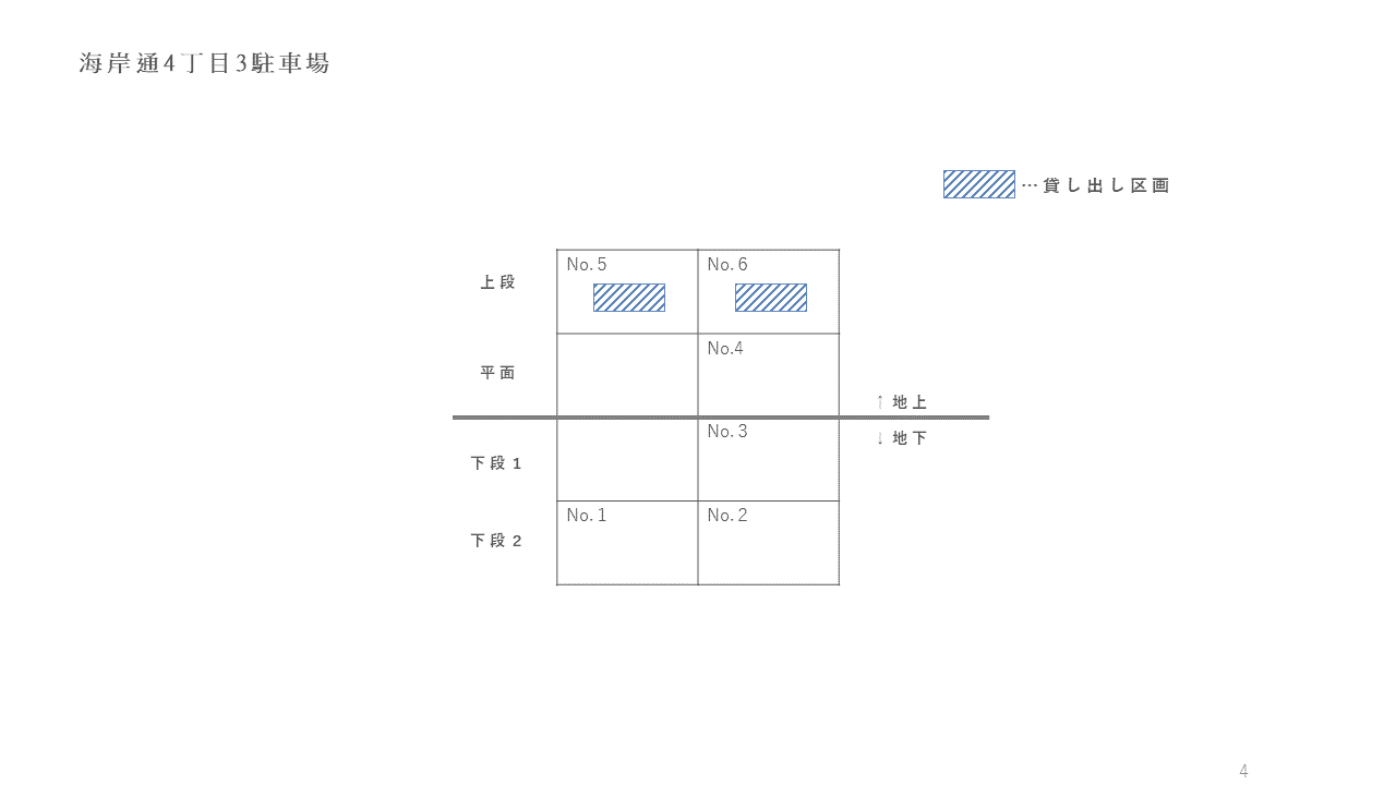 海岸通4丁目3駐車場の駐車配置図