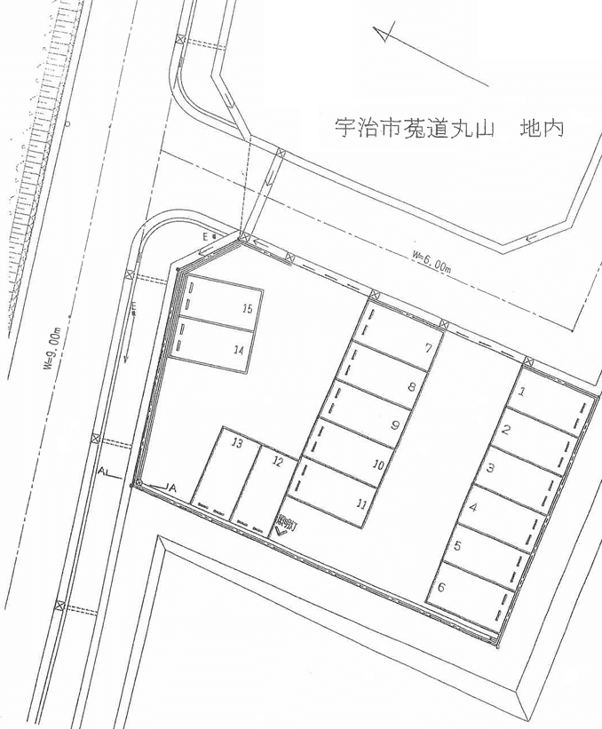 菟道丸山ガレージの駐車配置図