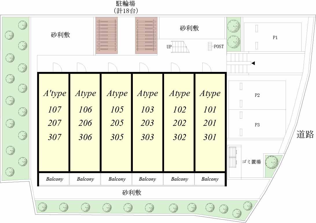 リブリ・行徳駐車場の駐車配置図