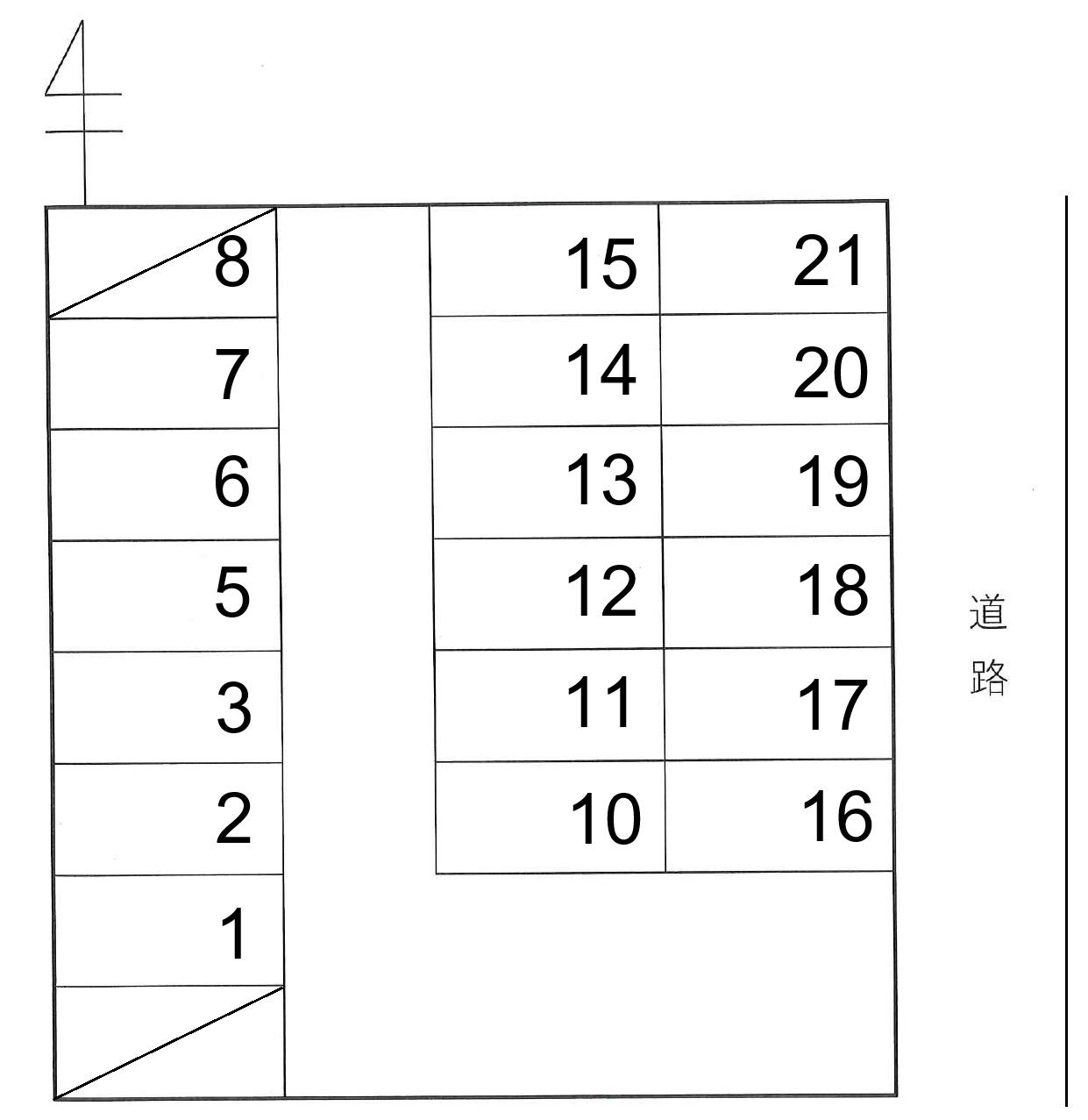 浜松市中央区篠ケ瀬町597-1駐車場の駐車配置図