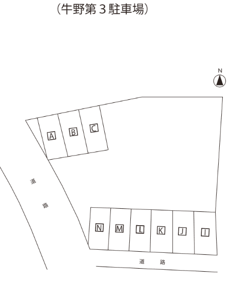 牛野第3駐車場の駐車配置図