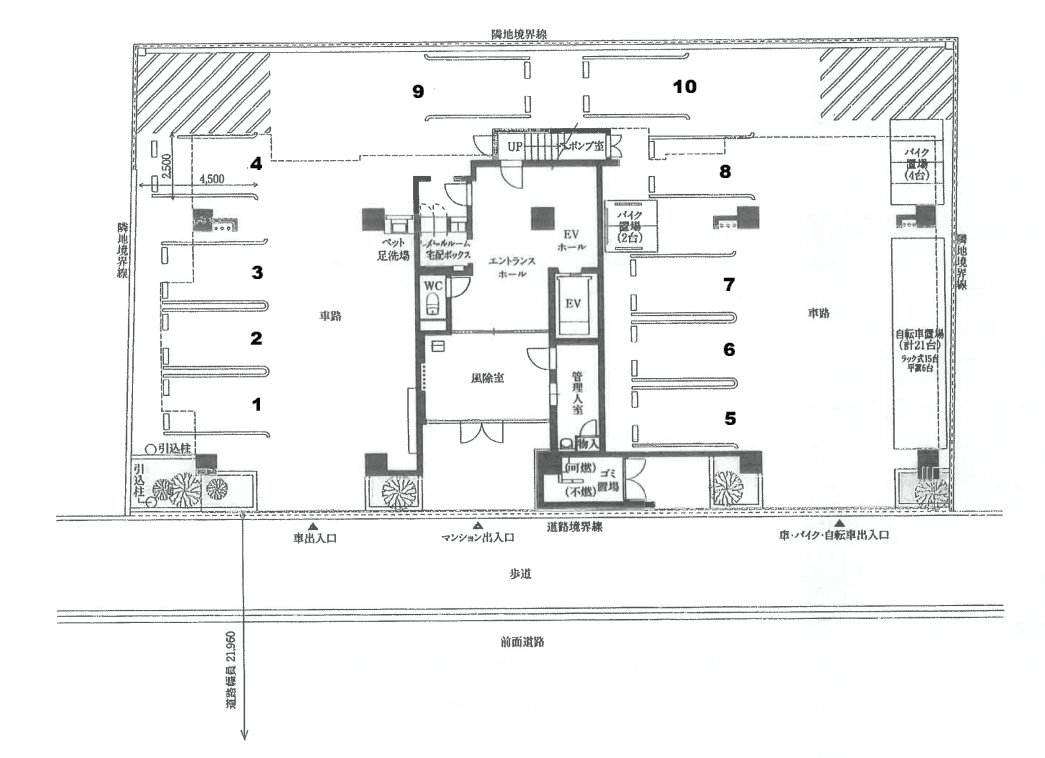 クラブエイリック　高宮通ファーストの駐車配置図