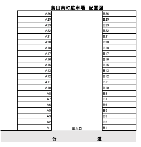 鳥山南町駐車場の駐車配置図