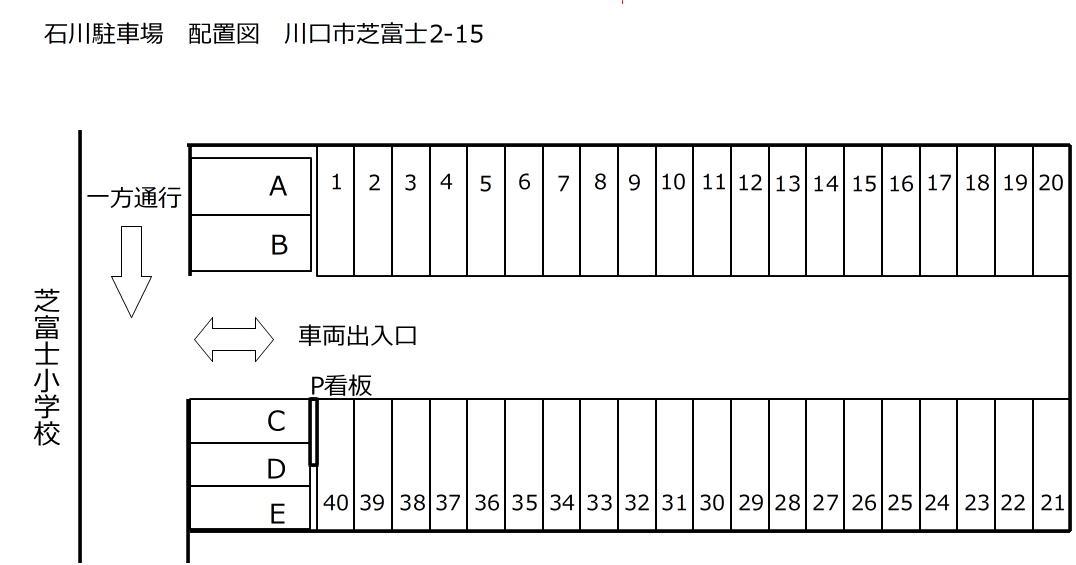 石川駐車場の駐車配置図