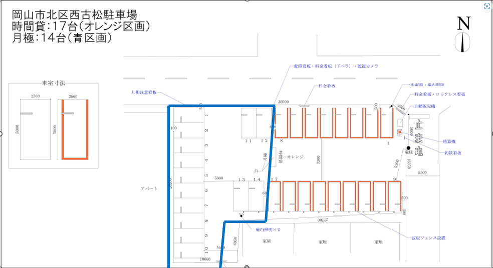 Dパーキング北区西古松１丁目第１の駐車配置図