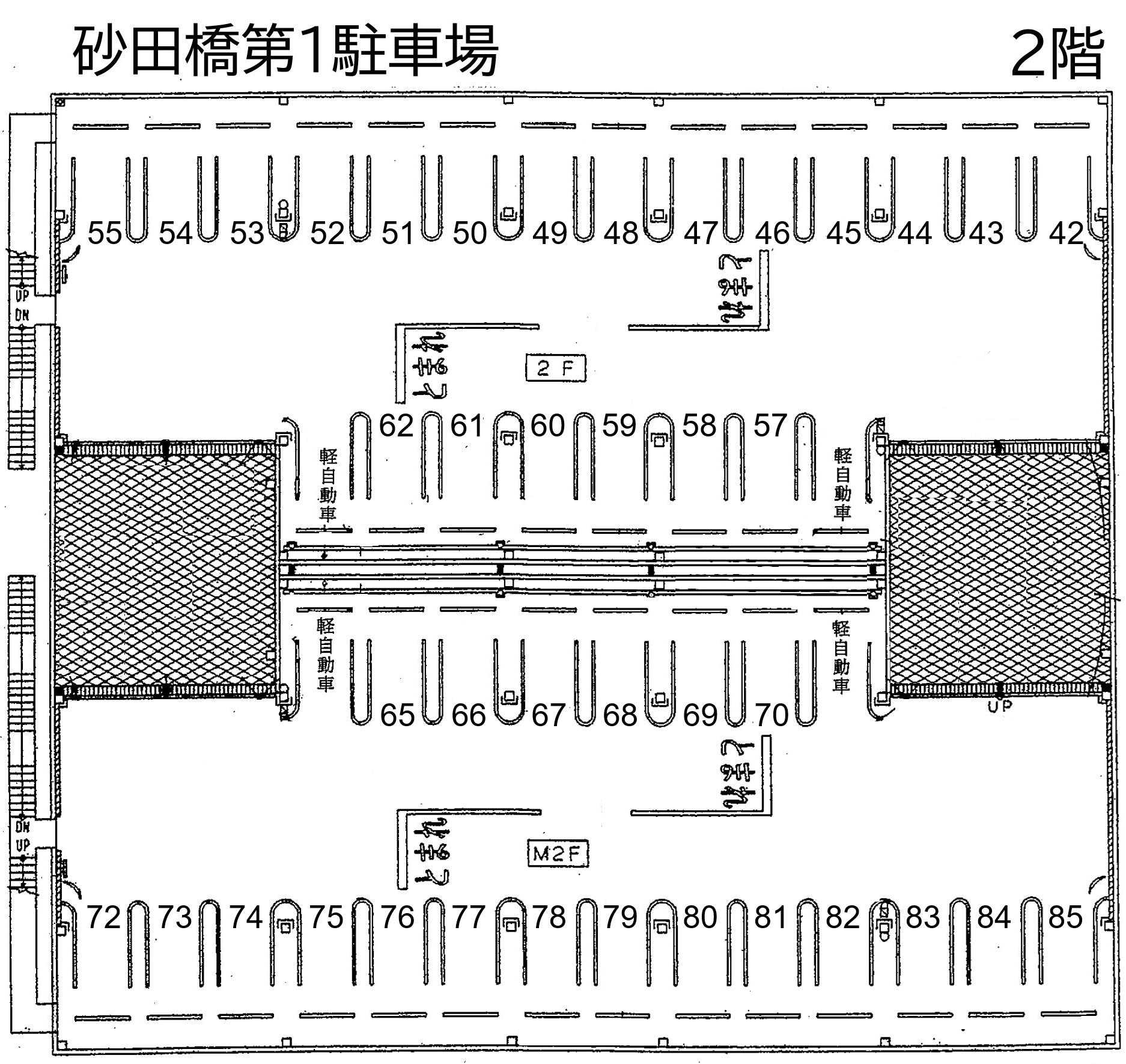 砂田橋第１駐車場の駐車配置図