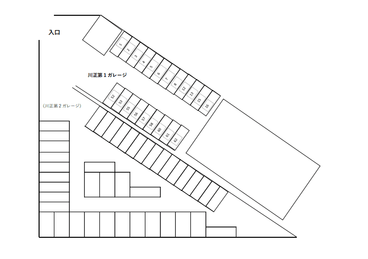 川正第一ガレージの駐車配置図