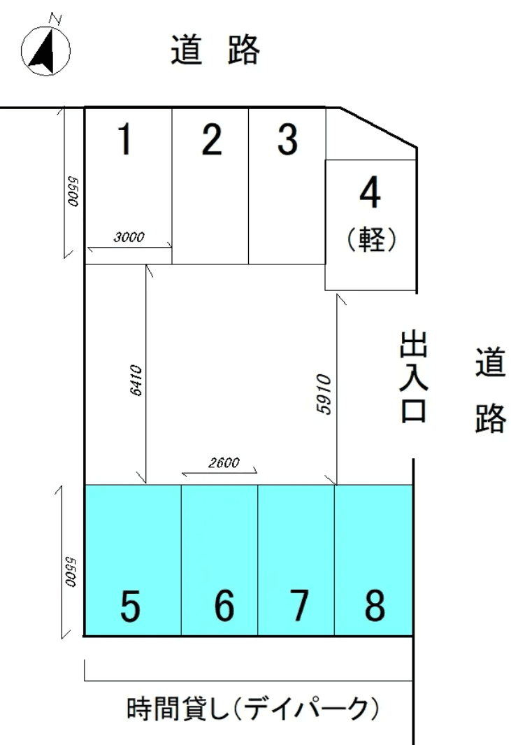ひばりパーキングの駐車配置図