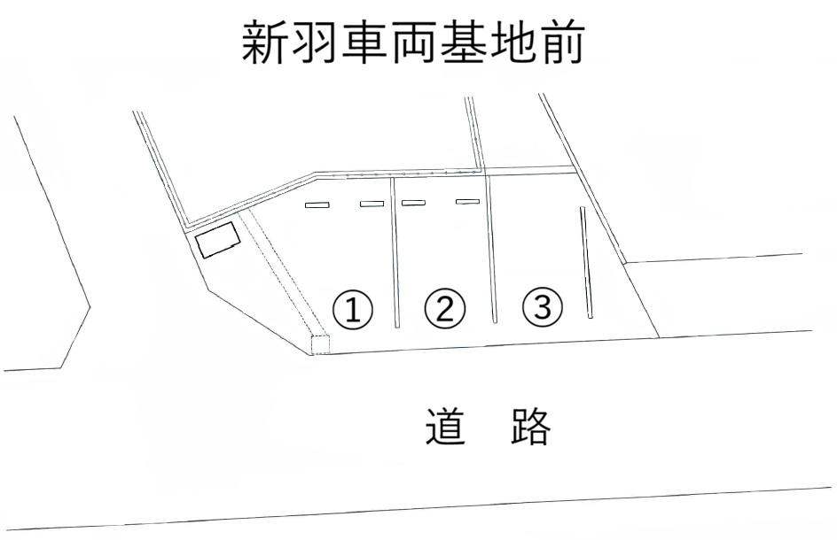 【TD】新羽車両基地前駐車場の駐車配置図