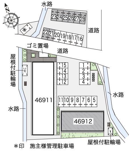 オ　モンターニュＢ(46912)　敷地外駐車場の駐車配置図