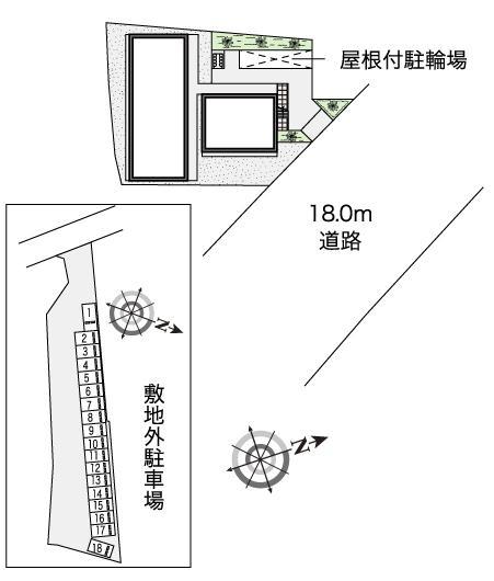 アメイシャ(46666)　敷地外駐車場の駐車配置図