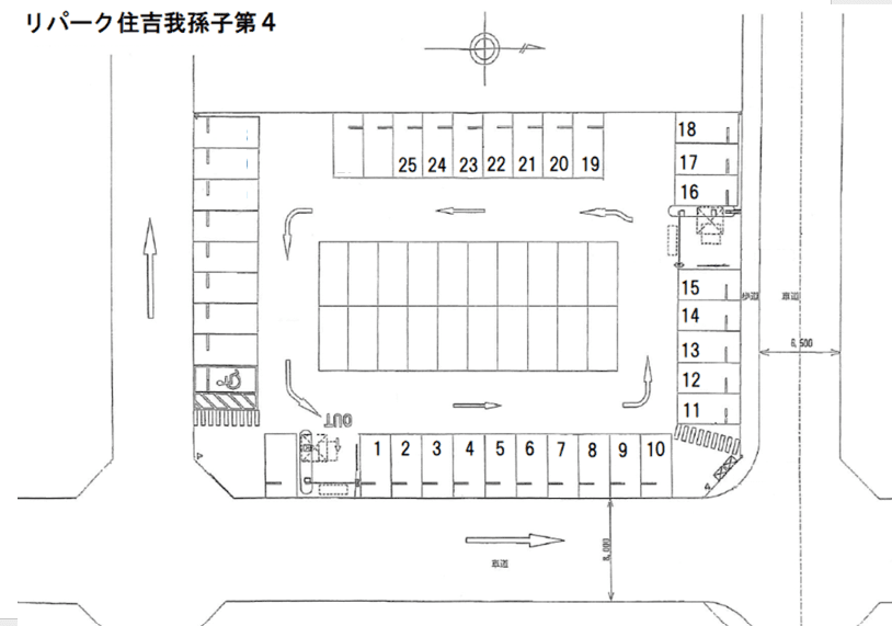 住吉我孫子第４の駐車配置図