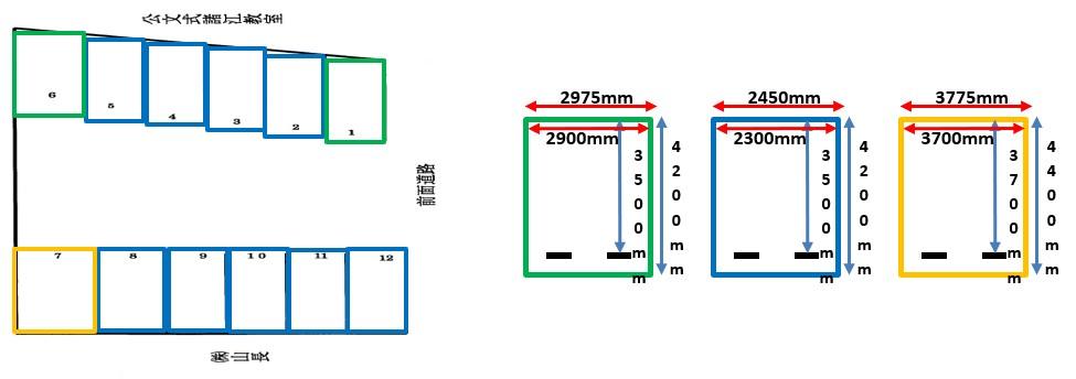 北安江パーキングの駐車配置図