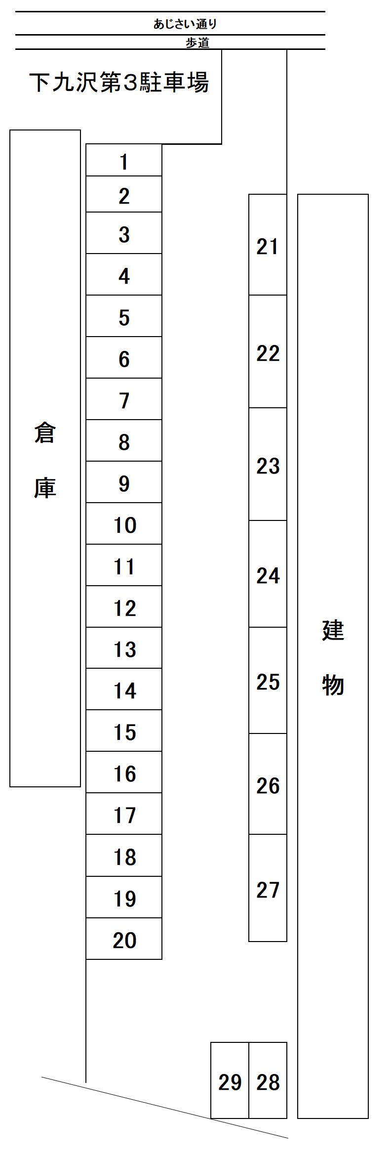 下九沢第３駐車場の駐車配置図