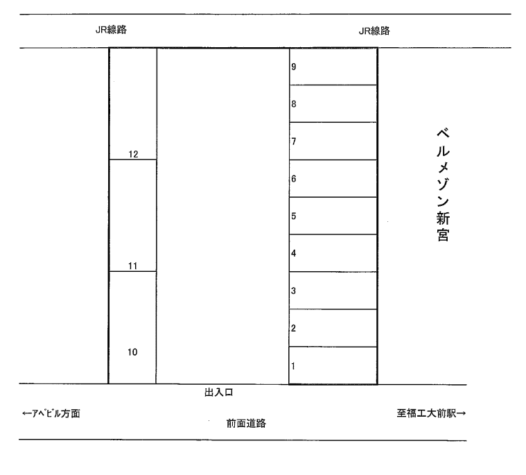 福工大前駅駐車場の駐車配置図