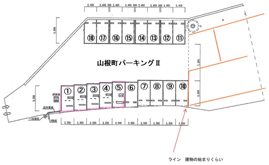山根町パーキングⅡの駐車配置図