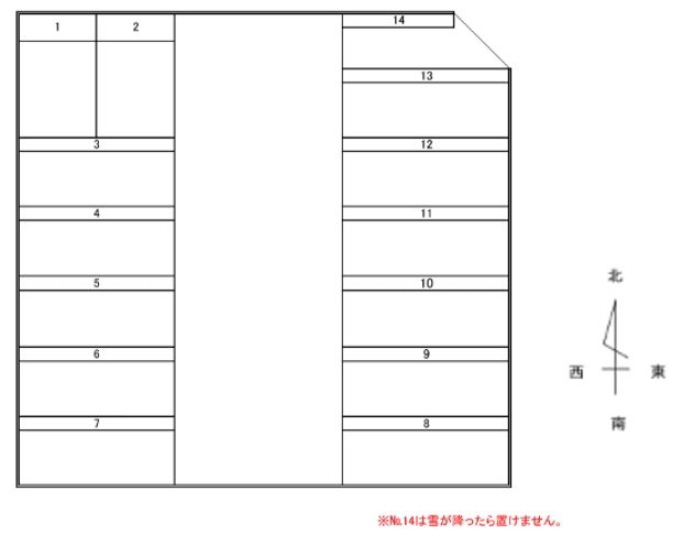 江俣パーキングの駐車配置図