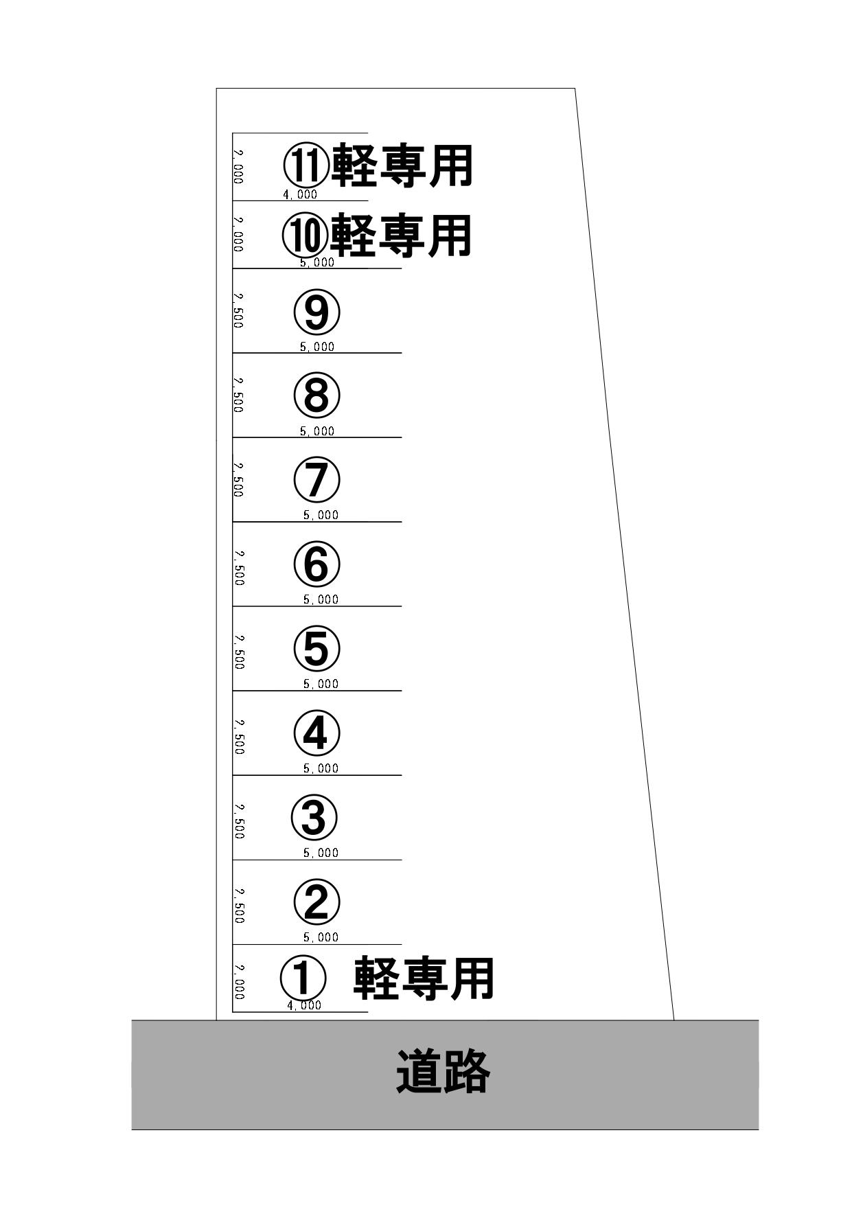 本町2条4丁目パーキングの駐車配置図