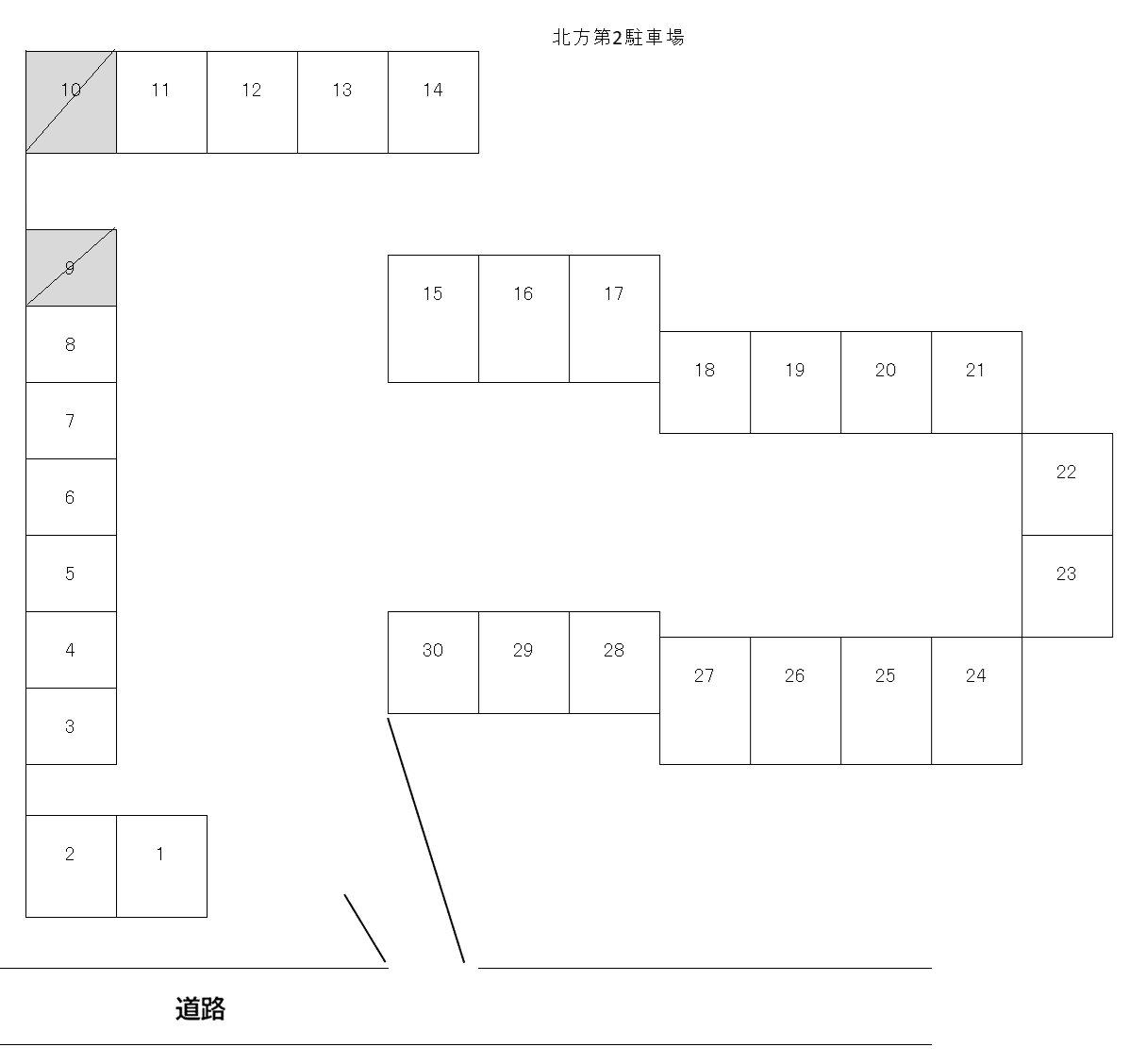 北方第２駐車場の駐車配置図