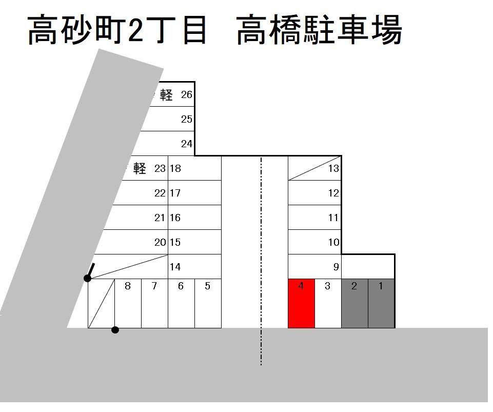 高砂町2丁目　高橋駐車場の駐車配置図