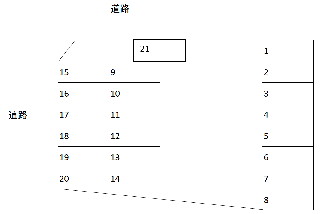 大里住宅駐車場の駐車配置図
