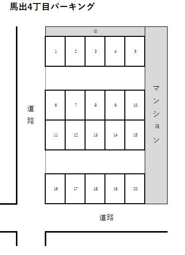 馬出4丁目パーキングの駐車配置図