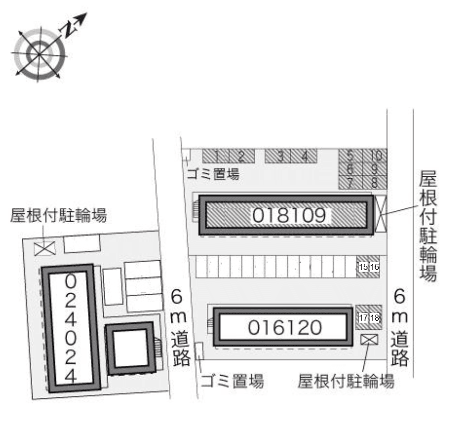 ゆうき弐番館(18109)　敷地外駐車場の駐車配置図
