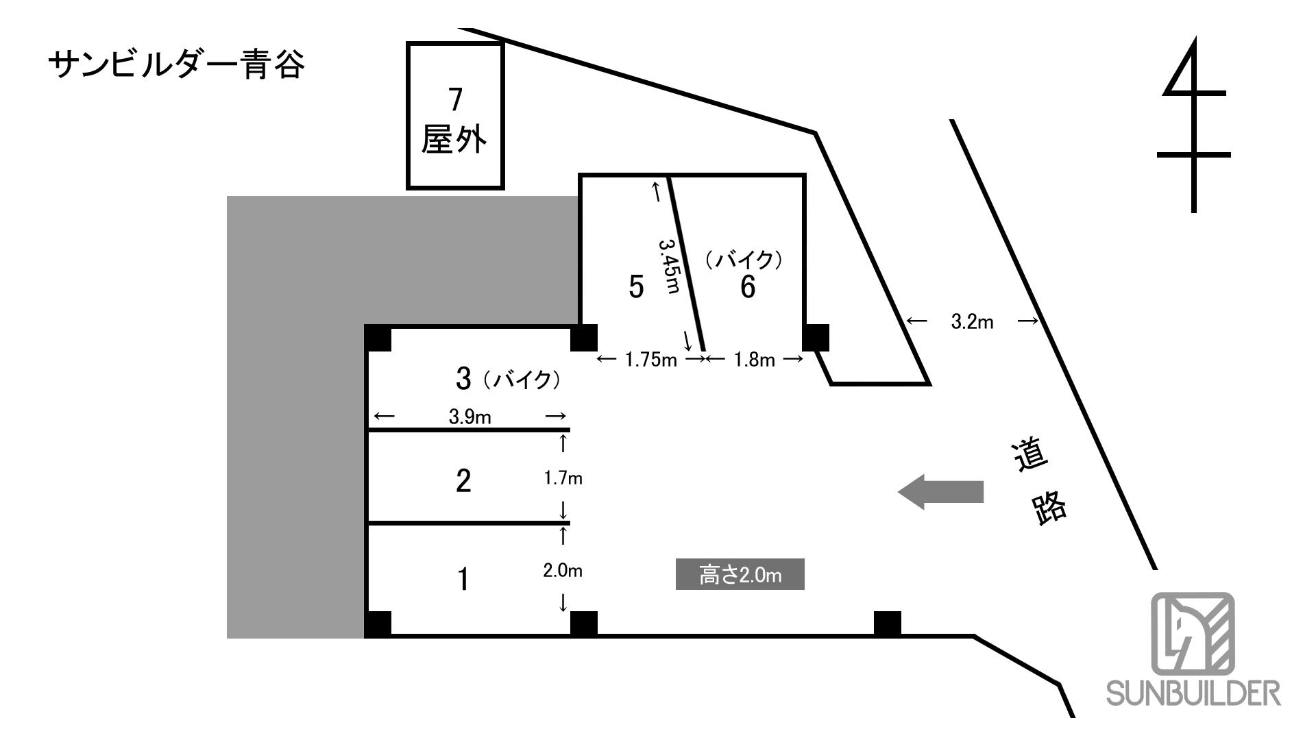 サンビルダー青谷の駐車配置図