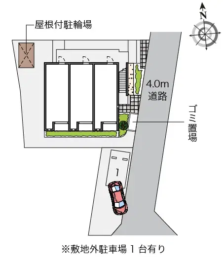 岡シティーパレス(53597)　敷地外駐車場の駐車配置図