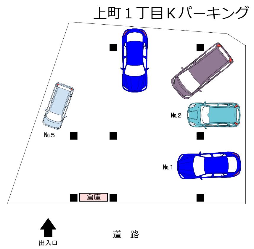 上町１丁目Ｋパーキングの駐車配置図