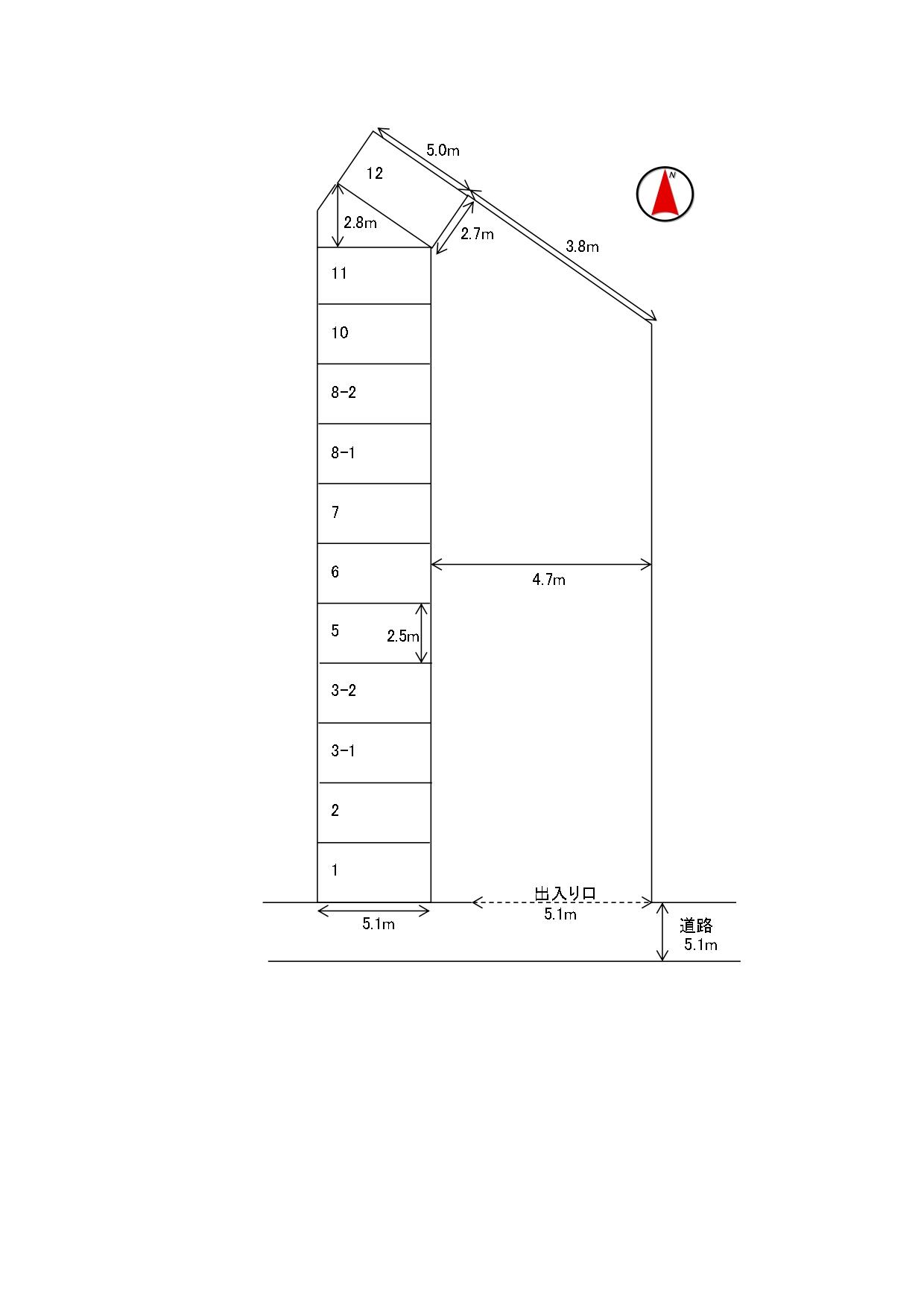 細田第4モータープールの駐車配置図