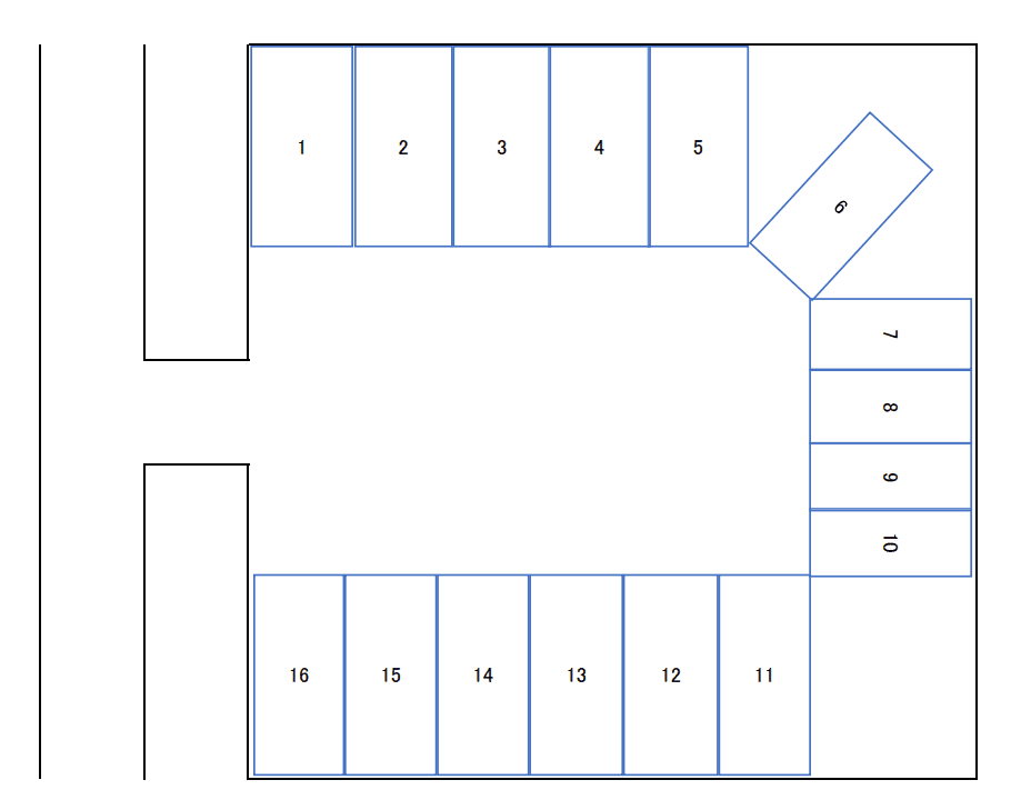 西園町西部ビル駐車場の駐車配置図