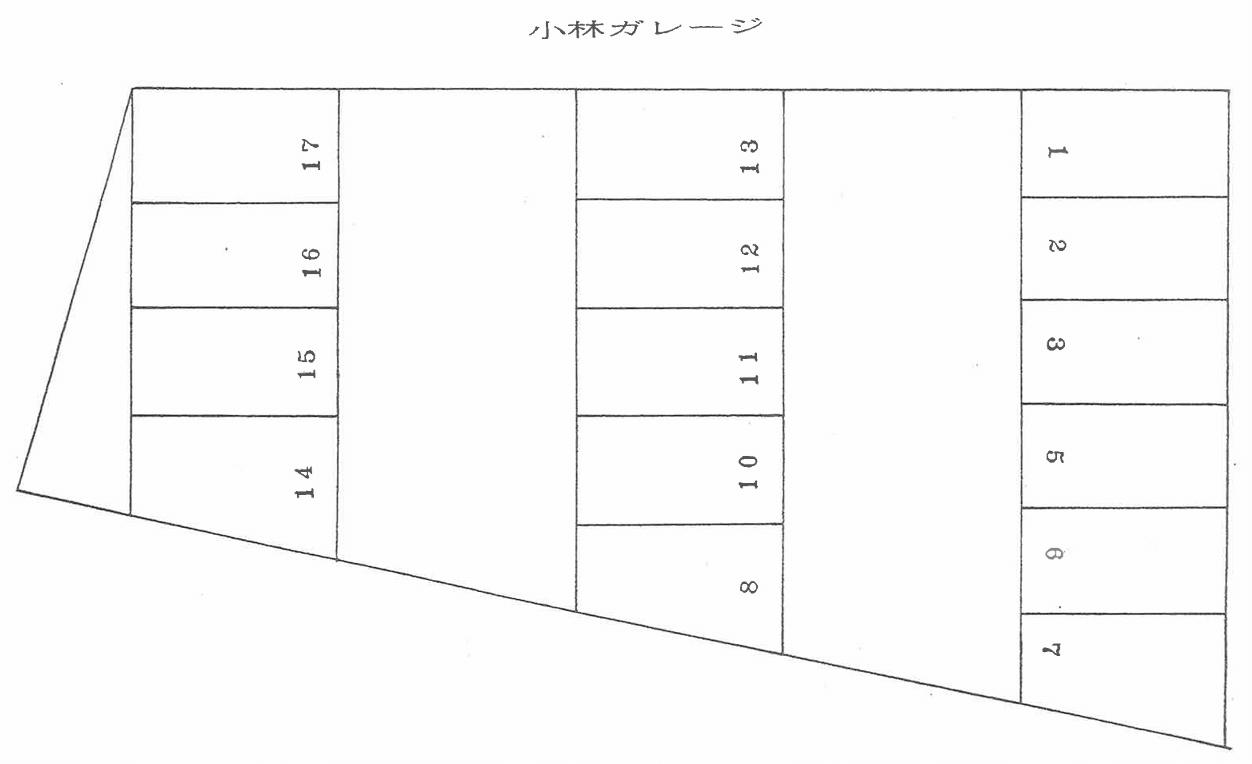 小林ガレージの駐車配置図