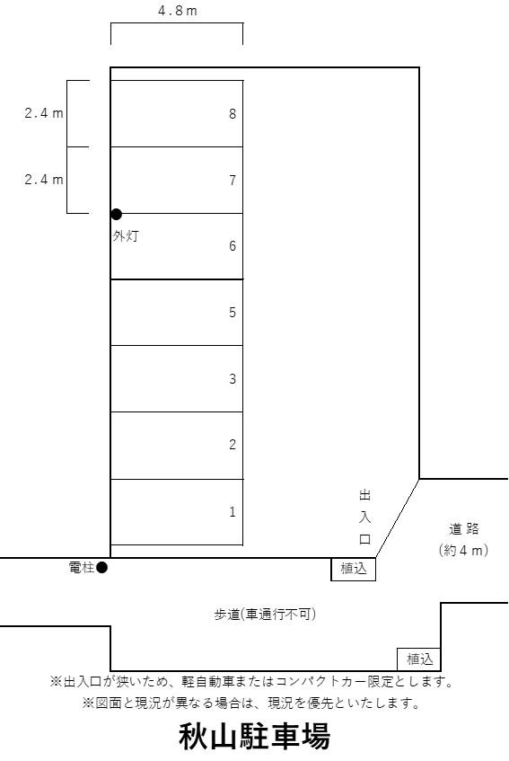 秋山駐車場の駐車配置図