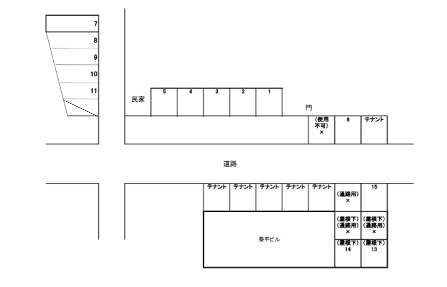 泰平ビル駐車場の駐車配置図