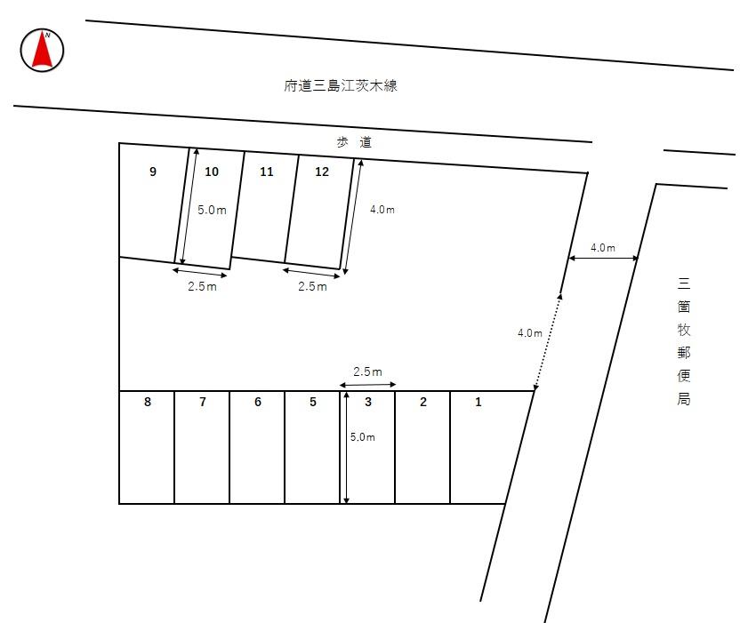 タブチモータープールの駐車配置図