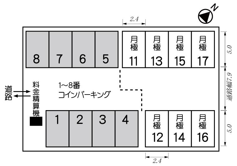 ホットハウス北仙台第５パーキングの駐車配置図
