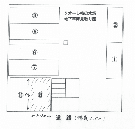 クオーレ柿の木坂の駐車配置図