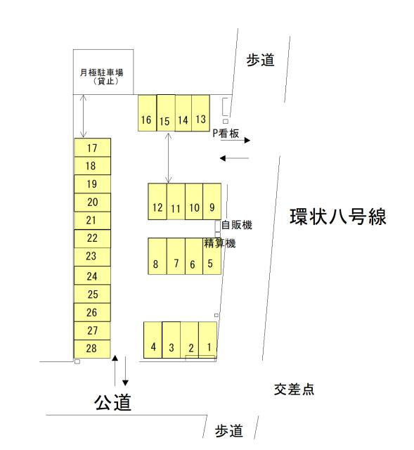 ミノラスパーキング新蒲田２丁目の駐車配置図
