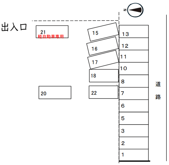 三共電機月極駐車場の駐車配置図