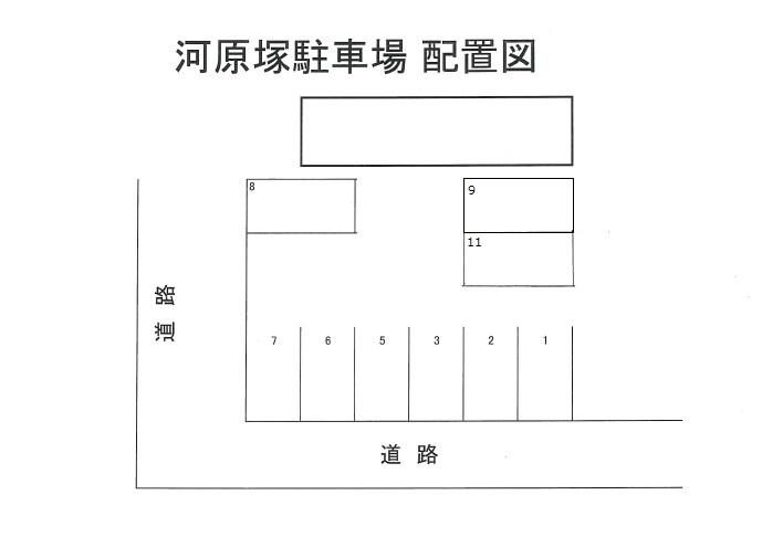河原塚第1駐車場の駐車配置図