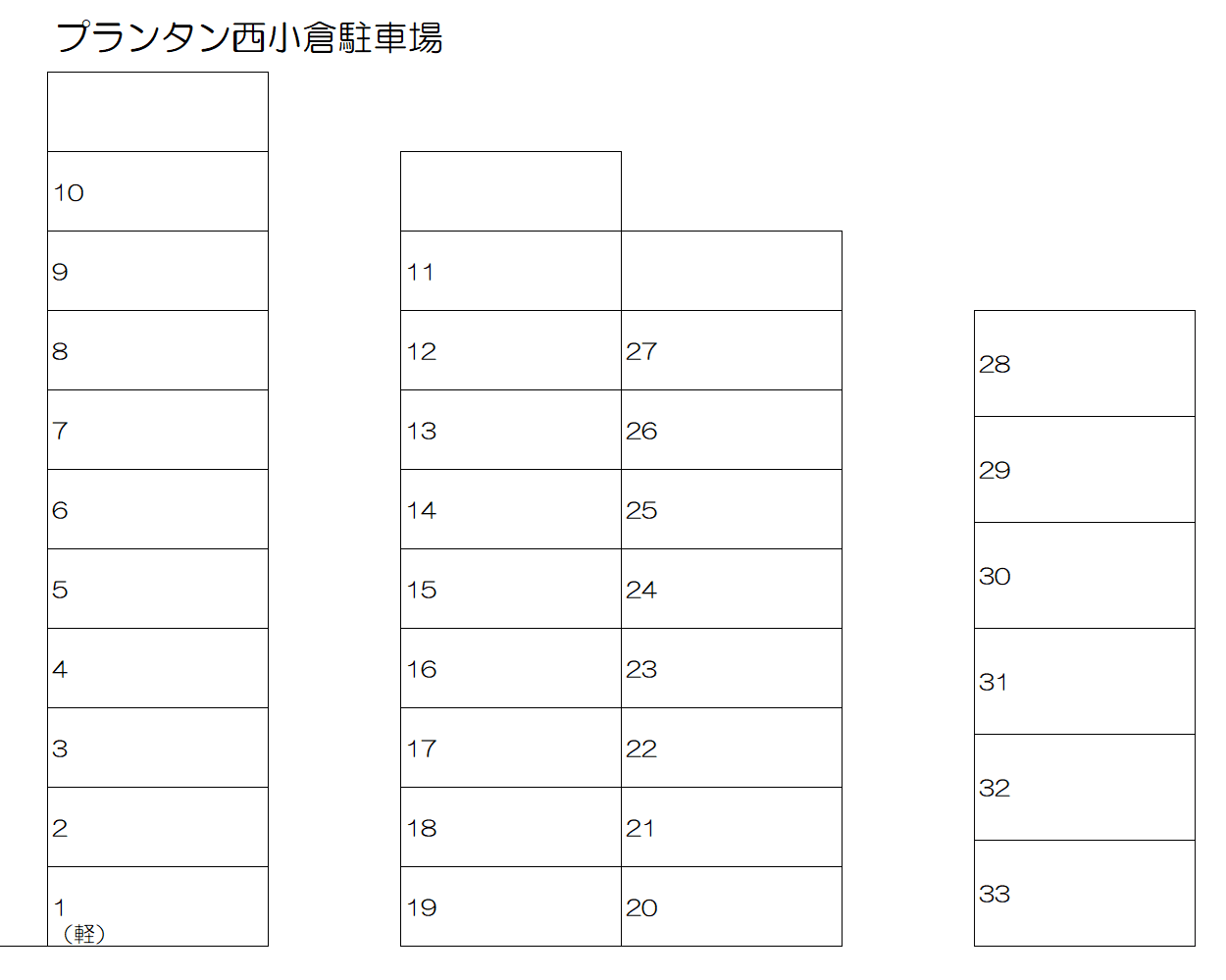 プランタン西小倉駐車場の駐車配置図