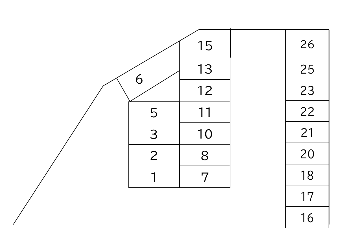 上大谷第1駐車場の駐車配置図