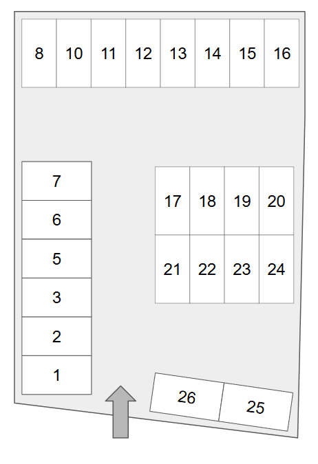 竹原南モータープールの駐車配置図