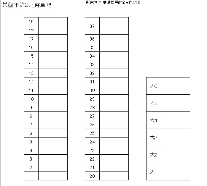 常盤平第2北駐車場の駐車配置図
