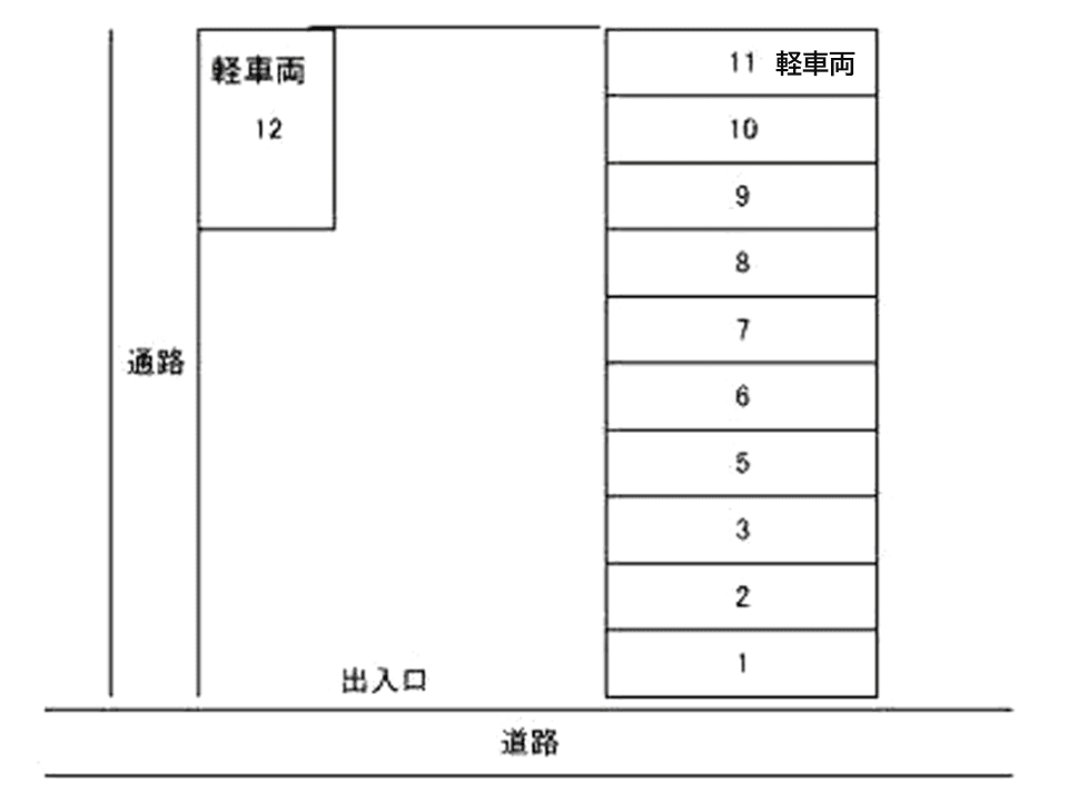 金ヶ作月極駐車場の駐車配置図